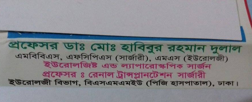 Dr. PROF. MD HABIBUR RAHMAN DULAL